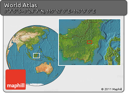 Satellite Location Map of the Area around 0° 10' 31" N, 115° 40' 30" E