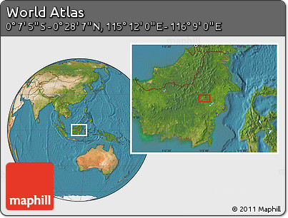 Satellite Location Map of the Area around 0° 10' 31" N, 115° 40' 30" E