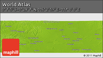 Physical Panoramic Map of the Area around 0° 10' 31" N, 116° 31' 30" E