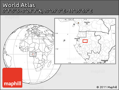 Blank Location Map of the Area around 0° 10' 31" N, 11° 7' 30" E
