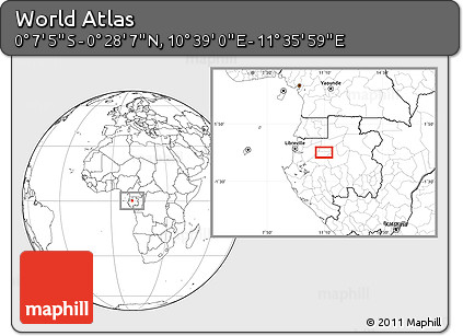 Blank Location Map of the Area around 0° 10' 31" N, 11° 7' 30" E