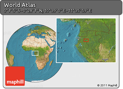 Satellite Location Map of the Area around 0° 10' 31" N, 11° 7' 30" E
