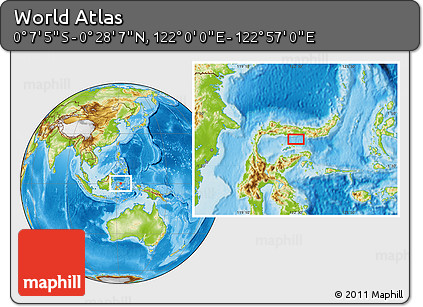 Physical Location Map of the Area around 0° 10' 31" N, 122° 28' 29" E