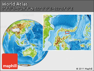Physical Location Map of the Area around 0° 10' 31" N, 122° 28' 29" E