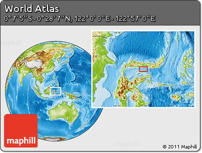 Physical Location Map of the Area around 0° 10' 31" N, 122° 28' 29" E