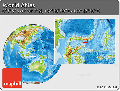 Physical Location Map of the Area around 0° 10' 31" N, 123° 19' 29" E