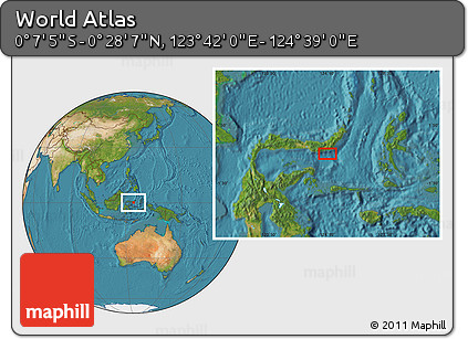 Satellite Location Map of the Area around 0° 10' 31" N, 124° 10' 30" E