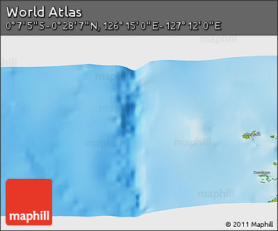 Physical 3D Map of the Area around 0° 10' 31" N, 126° 43' 29" E