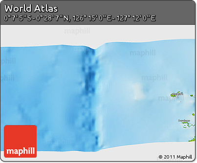 Physical 3D Map of the Area around 0° 10' 31" N, 126° 43' 29" E