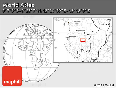 Blank Location Map of the Area around 0° 10' 31" N, 12° 49' 29" E