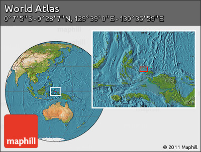 Satellite Location Map of the Area around 0° 10' 31" N, 130° 7' 30" E