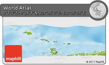 Physical Panoramic Map of the Area around 0° 10' 31" N, 130° 7' 30" E