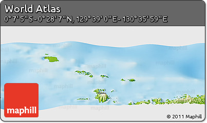 Physical Panoramic Map of the Area around 0° 10' 31" N, 130° 7' 30" E