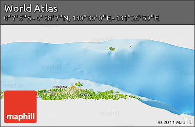 Physical Panoramic Map of the Area around 0° 10' 31" N, 130° 58' 29" E