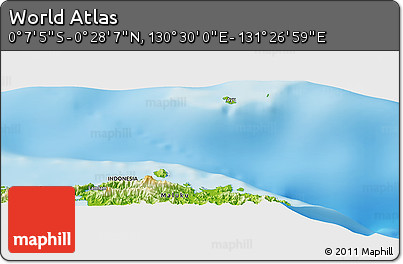 Physical Panoramic Map of the Area around 0° 10' 31" N, 130° 58' 29" E
