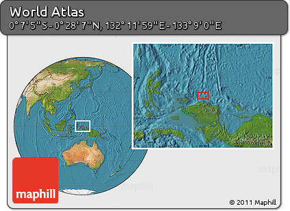 Satellite Location Map of the Area around 0° 10' 31" N, 132° 40' 30" E
