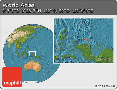 Satellite Location Map of the Area around 0° 10' 31" N, 132° 40' 30" E