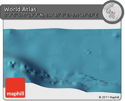 Satellite 3D Map of the Area around 0° 10' 31" N, 135° 13' 29" E