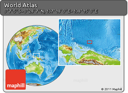 Physical Location Map of the Area around 0° 10' 31" N, 137° 46' 30" E