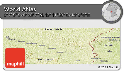 Physical Panoramic Map of the Area around 0° 10' 31" N, 13° 40' 30" E