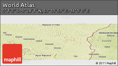 Physical Panoramic Map of the Area around 0° 10' 31" N, 13° 40' 30" E