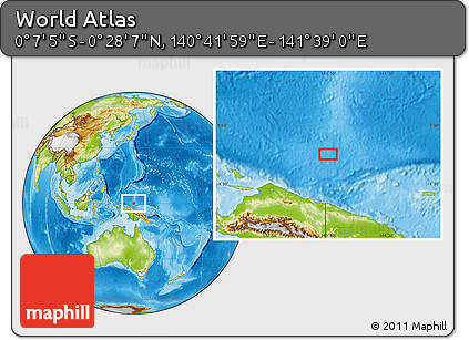 Physical Location Map of the Area around 0° 10' 31" N, 141° 10' 30" E