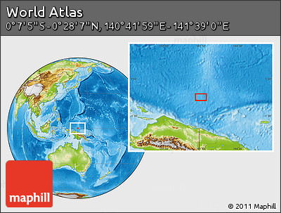 Physical Location Map of the Area around 0° 10' 31" N, 141° 10' 30" E