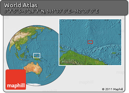 Satellite Location Map of the Area around 0° 10' 31" N, 142° 1' 30" E