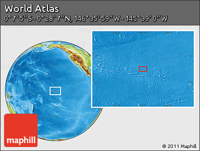 Physical Location Map of the Area around 0° 10' 31" N, 146° 7' 30" W