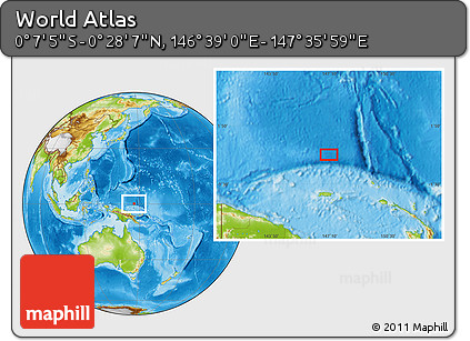 Physical Location Map of the Area around 0° 10' 31" N, 147° 7' 30" E