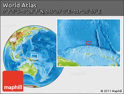 Physical Location Map of the Area around 0° 10' 31" N, 147° 7' 30" E