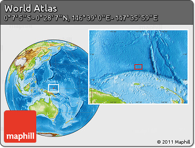 Physical Location Map of the Area around 0° 10' 31" N, 147° 7' 30" E