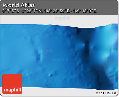 Physical 3D Map of the Area around 0° 10' 31" N, 148° 49' 29" E