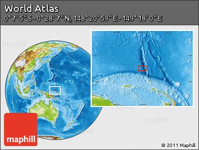 Physical Location Map of the Area around 0° 10' 31" N, 148° 49' 29" E