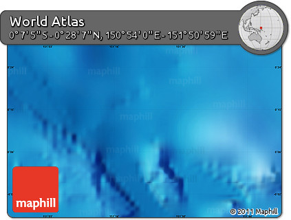 Shaded Relief Map of the Area around 0° 10' 31" N, 151° 22' 30" E