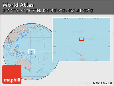 Gray Location Map of the Area around 0° 10' 31" N, 152° 13' 29" E