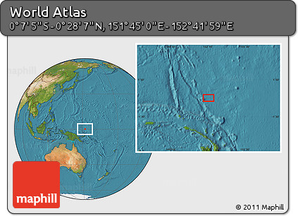 Satellite Location Map of the Area around 0° 10' 31" N, 152° 13' 29" E