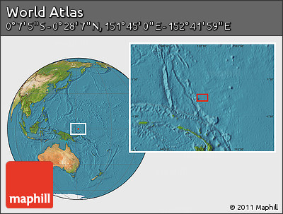 Satellite Location Map of the Area around 0° 10' 31" N, 152° 13' 29" E