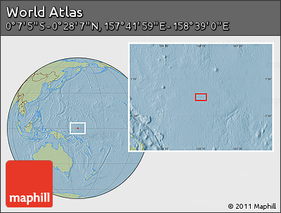 Savanna Style Location Map of the Area around 0° 10' 31" N, 158° 10' 30" E, hill shading