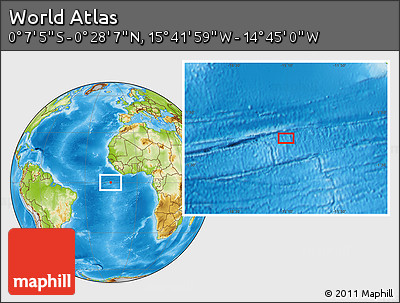 Physical Location Map of the Area around 0° 10' 31" N, 15° 13' 29" W