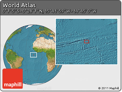 Satellite Location Map of the Area around 0° 10' 31" N, 15° 13' 29" W