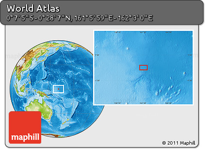 Physical Location Map of the Area around 0° 10' 31" N, 161° 34' 29" E
