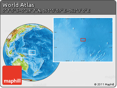 Physical Location Map of the Area around 0° 10' 31" N, 161° 34' 29" E
