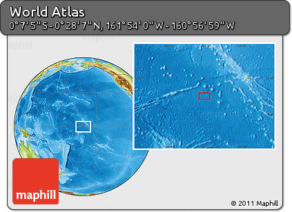 Physical Location Map of the Area around 0° 10' 31" N, 161° 25' 30" W