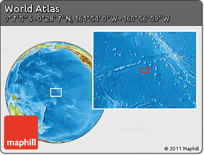 Physical Location Map of the Area around 0° 10' 31" N, 161° 25' 30" W