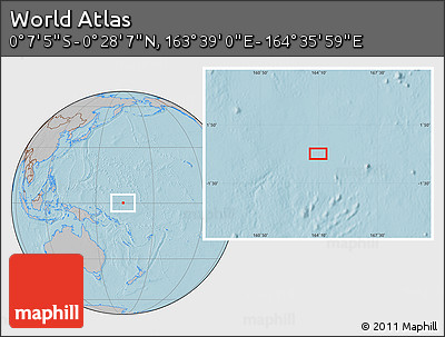 Gray Location Map of the Area around 0° 10' 31" N, 164° 7' 30" E, hill shading