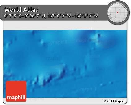 Shaded Relief 3D Map of the Area around 0° 10' 31" N, 166° 31' 30" W
