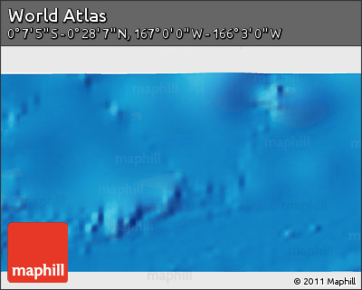 Shaded Relief 3D Map of the Area around 0° 10' 31" N, 166° 31' 30" W