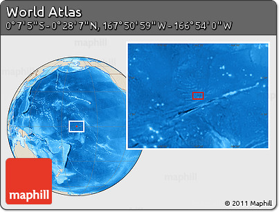 Shaded Relief Location Map of the Area around 0° 10' 31" N, 167° 22' 30" W