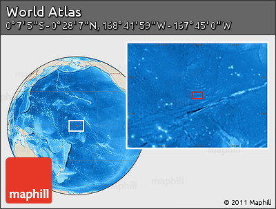 Shaded Relief Location Map of the Area around 0° 10' 31" N, 168° 13' 29" W